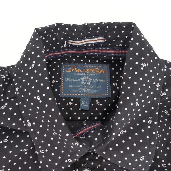 P & K Cuffs Men's Black & White Button Down Short Sleeve Shirt - Size XL - GUC - Picture 3 of 10